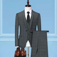 boutique blazer vest trousers italian style elegant and fashionable business plaid casual gentleman formal suit 3 piece