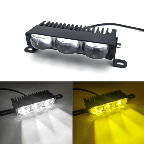 2 шт. мини-светодиодные фары, бампер, противотуманные фары, решетка, рабочие фары, вспомогательные фары для вождения для автомобиля, мотоцикла, белый и желтый 9 В-36 В