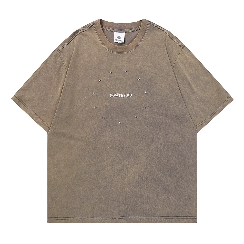 

Ins Style Half Sleeve T-Shirt Men - Hip Hop Loose Fit Tee with Vintage Wash and Pure Cotton Fabric for Summer