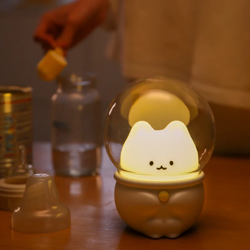 Space Capsule Cute Cat Rabbit Lamp LED Night Light kawaii For Kid Baby Children Bedroom Bedside Decor Light Soft Warm Gift Lamps