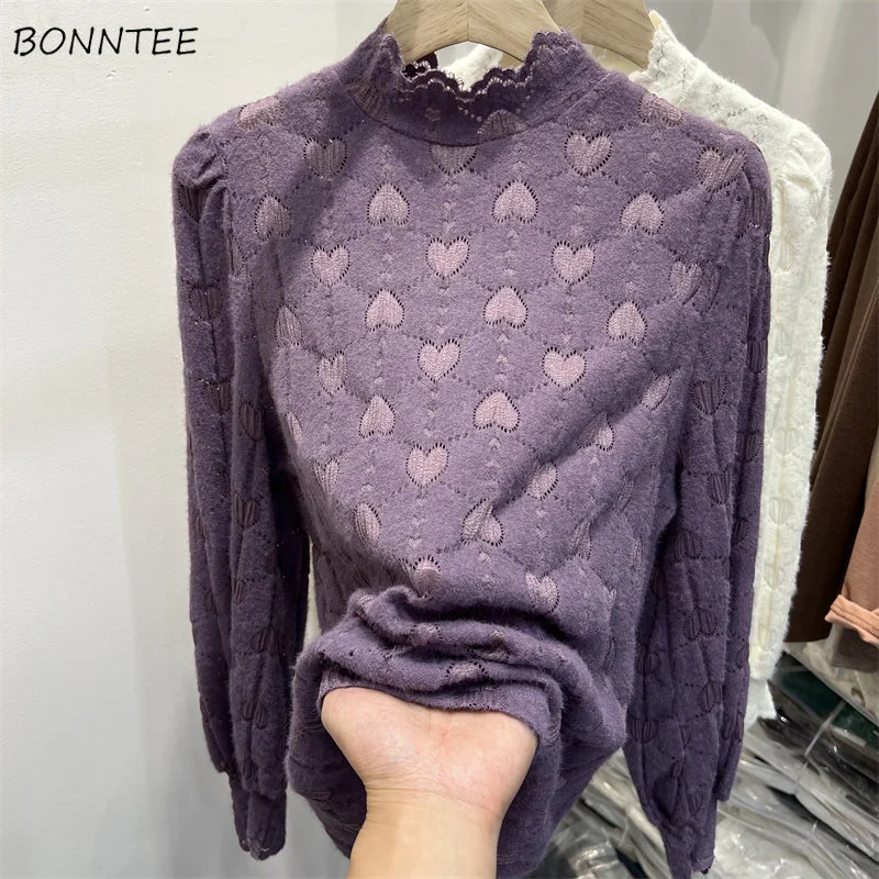 

Блузка женская с высоким воротником, утепленная облегающая Повседневная Универсальная мягкая рубашка в минималистичном стиле, в Корейском стиле, осень