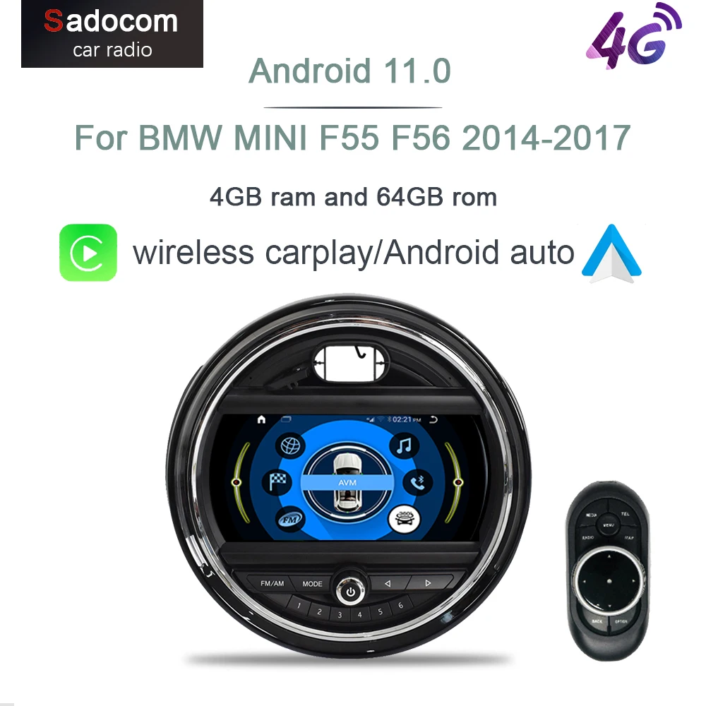 1920*720 CarPlay 9&quot Android 11 4GB+64GB Car Multimedia Player GPS DSP Stereo For BMW Mini Cooper F54 F55 F56 2014-2017 radio - купить по