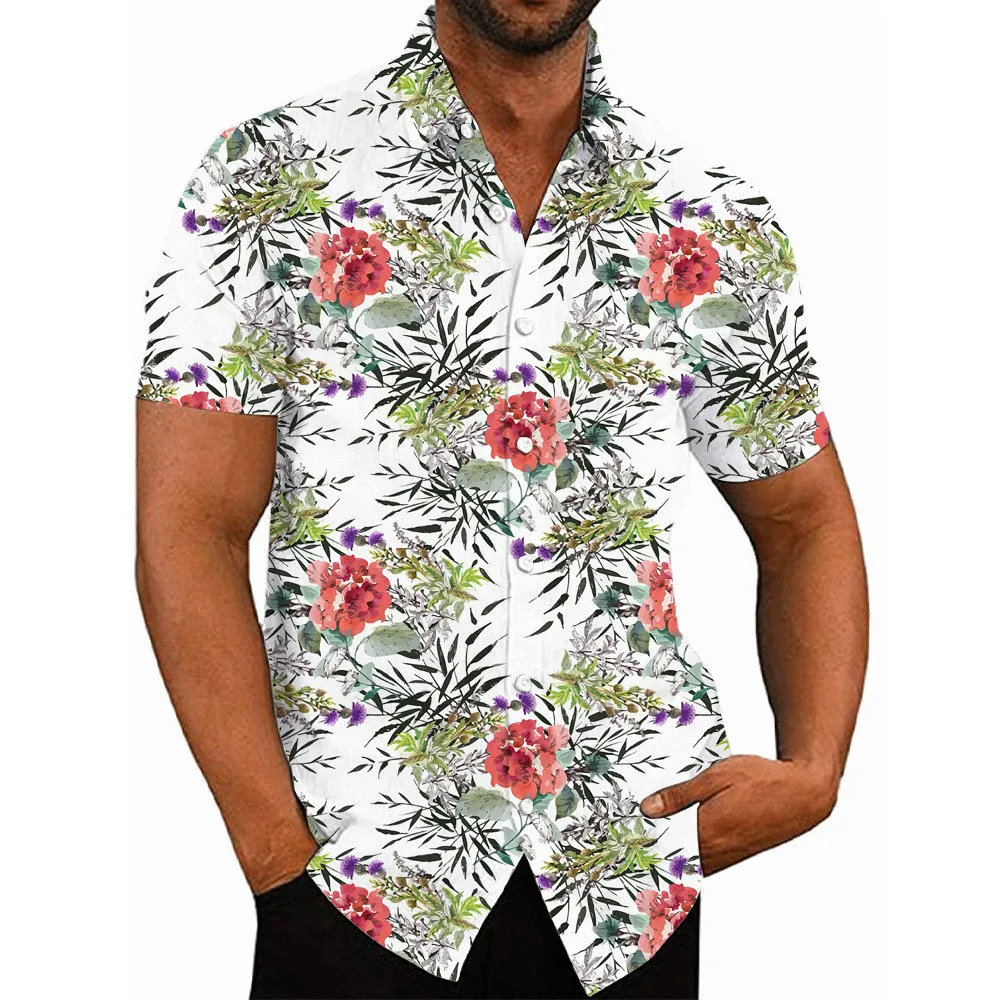 Luxury Shirt For Men 3d Hawaiian Tropical Printed Floral Short Sleeve Blouse Beach Holiday Camisa Oversized Tops Tee Shirt Homme images - 6