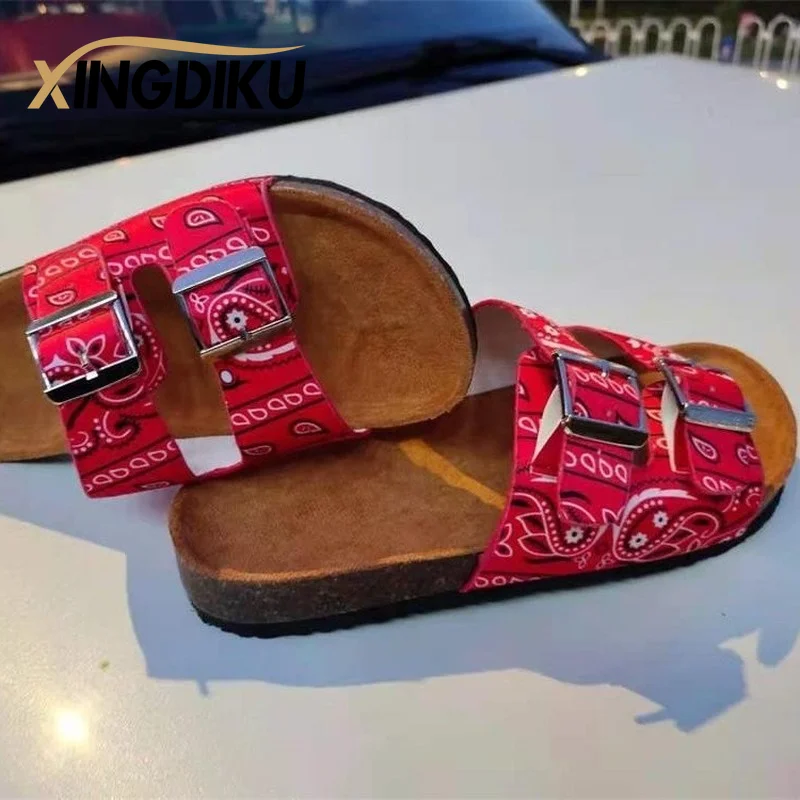 

Sandalias De Mujer Novedades 2022 Cork Slippers Print Beach Sandals Roman Gladiator Sandals Wedge Mules Woman Slippers Wedges