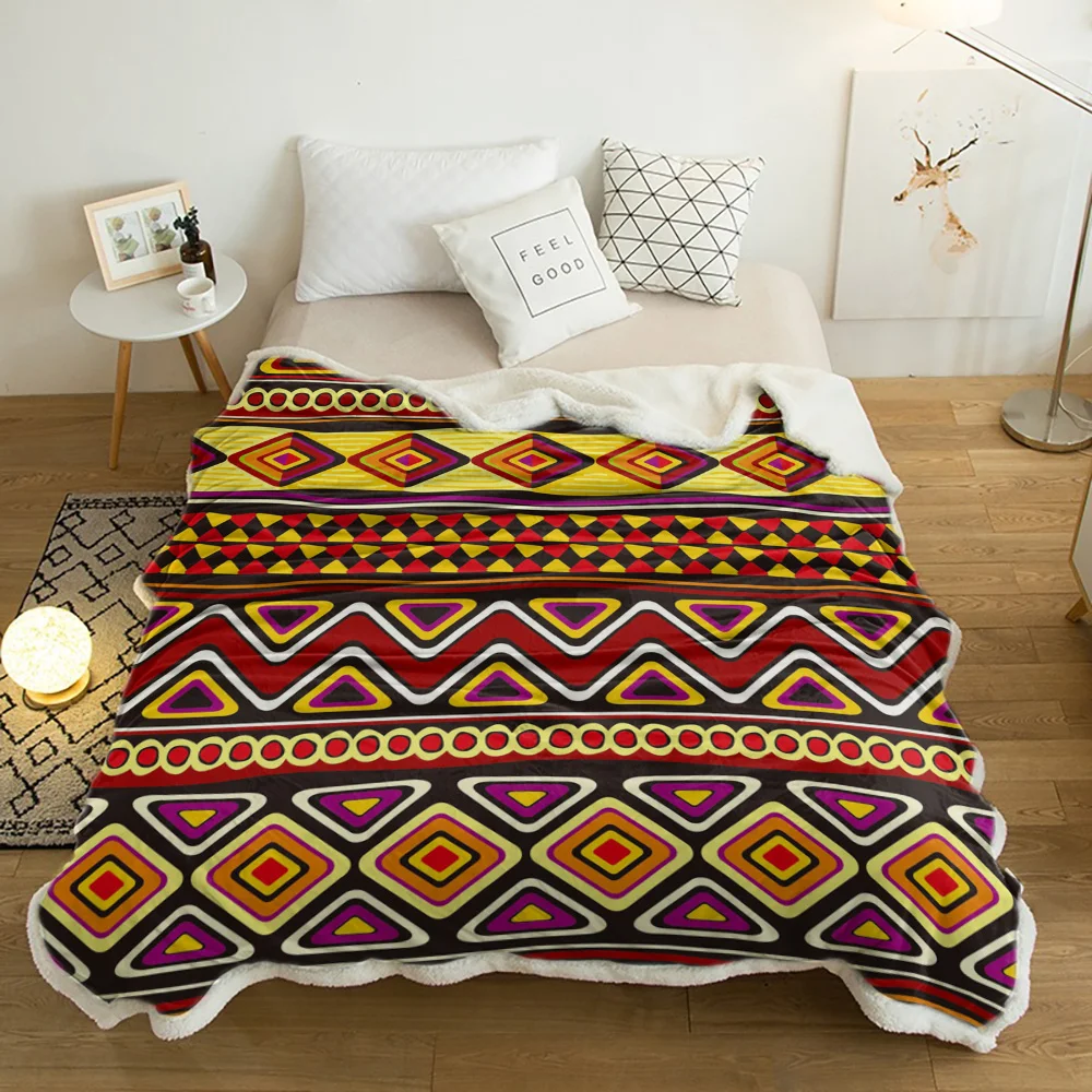 

Triangle African Art Ethnic Plush Throw Blanket Sherpa Fleece Bedspread Blankets Sofa Cover Bedding Picnic Wool Soft Blanket