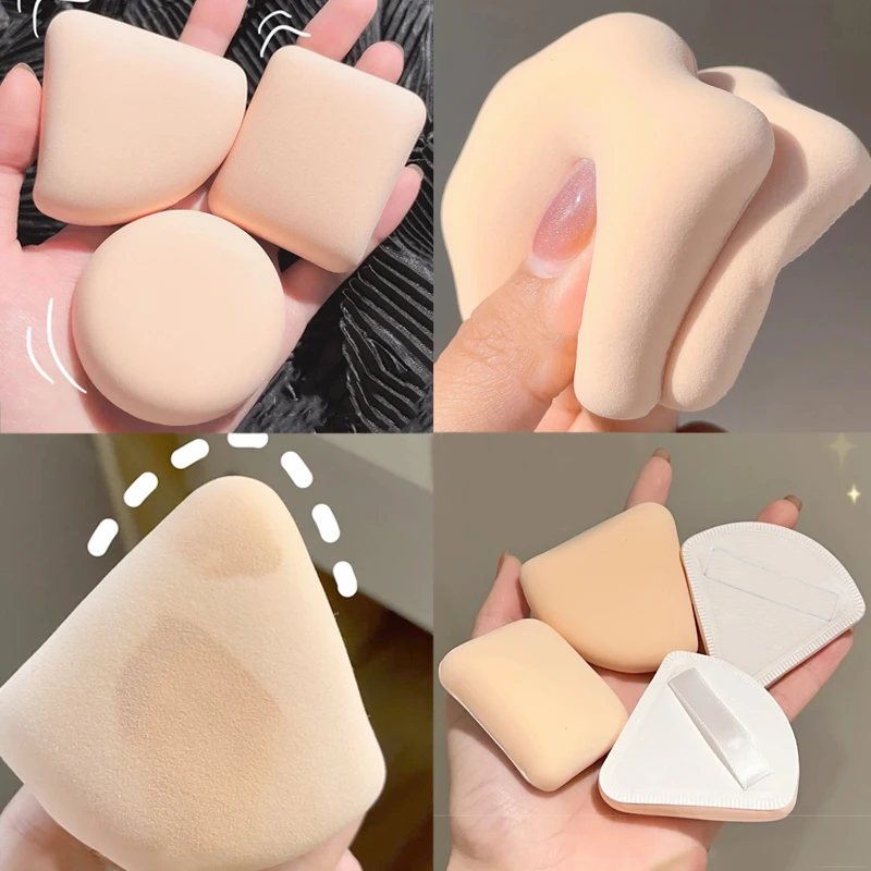 

1/3pcs Round Square Triangle Shape Cosmetic Puff Soft Cotton Candy Dry Wet Dual-use Air Cushion Sponge Powder Puff Makeup Tool