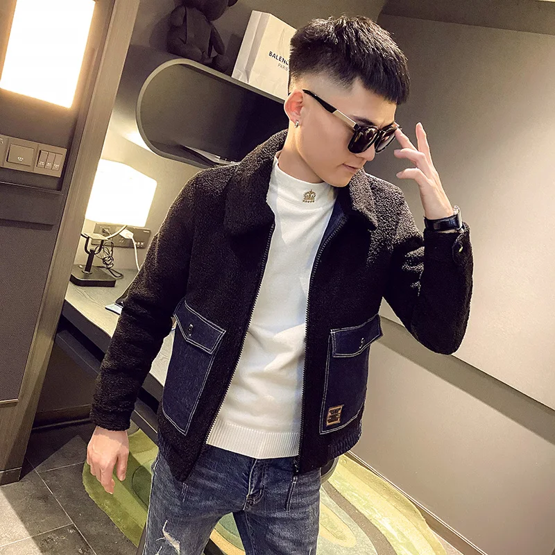 2022 Autumn and Winter Men's Faux Fur Jacket Fashion Slim Warm Coat Male Streetwear Thicken Men's Overcoat Mens Clothing W199