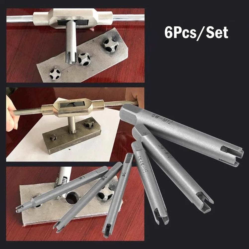 

6 Pcs Screw Tap Extractor Remove Stripped Damaged Screw Tap Extractor Broken Head Screw Removal Tool Hand Tool
