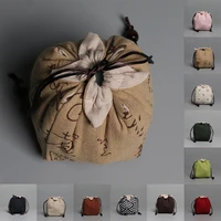 1pc simple grid cotton linen fabric dust cloth bag clothes receive bag tea cozies home sundry kids toy storage bags