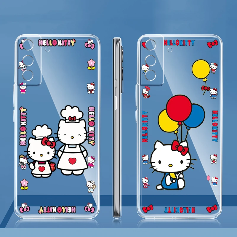 Мягкий прозрачный чехол из ТПУ с рисунком Hello Kitty для Samsung Galaxy S22 S21 S20 Ultra Plus Pro S10 S9 S8