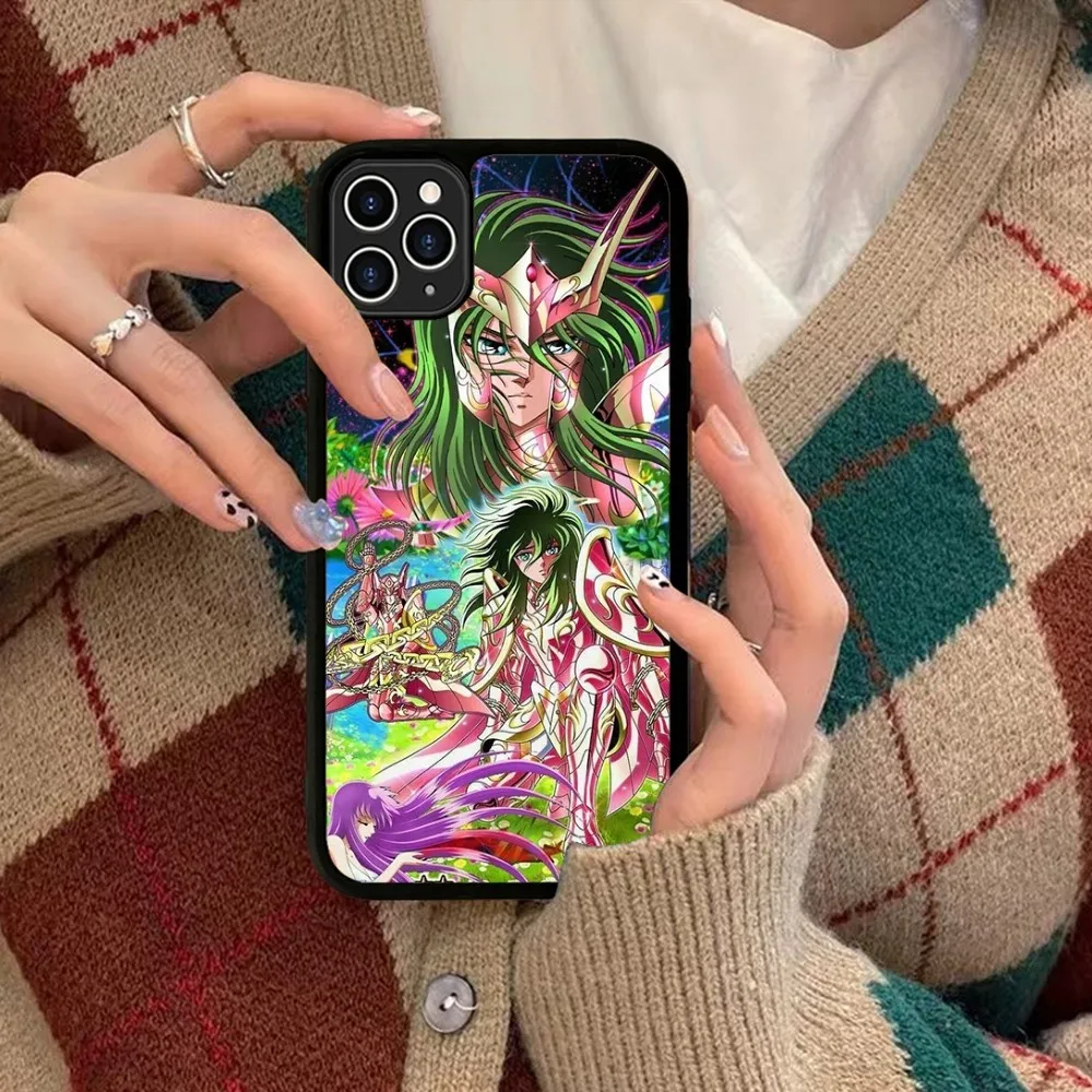 Saint Seiya Anime Black Phone Case Silicone PC+TPU For iPhone 11 12 13 14 15 16 Plus Pro Max Cover