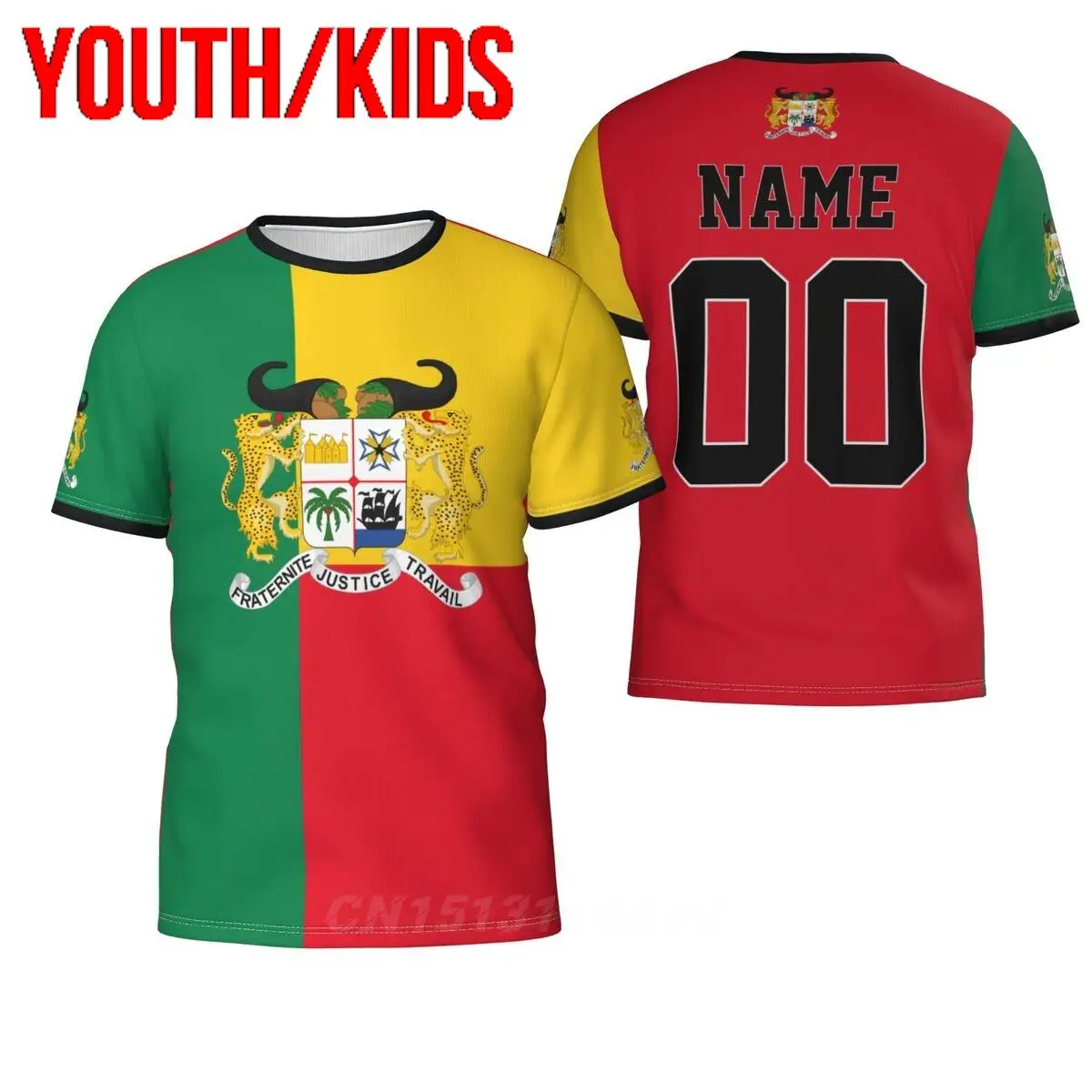 

Youth Kids Custom Name Number Benin Country Flag 3D T-shirts Clothes T shirt Boy Girl Tees Tops Birthday Gift US Size