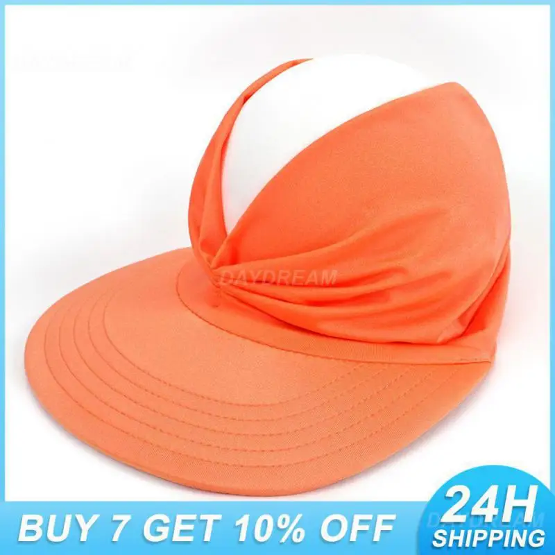 

Women Sun Visor Sun Hat Wide Brim Sunhat Summer Outdoor Casual Sunscreen Caps Anti-ultraviolet Elastic Hollow Top Hat Beach Hat