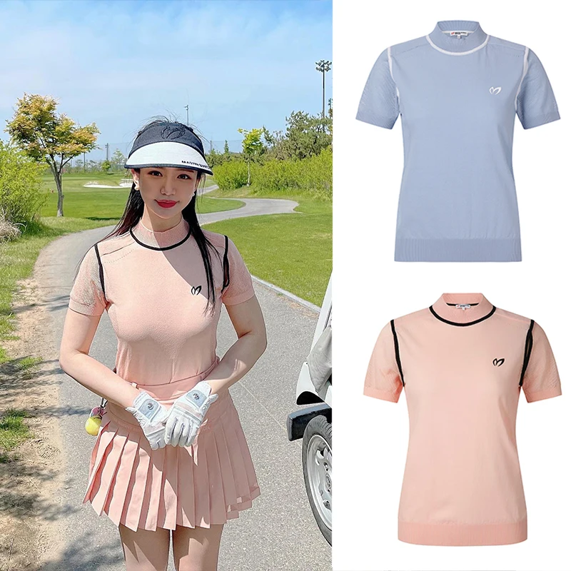 

Spring and summer golf wear women's short sleeve T-shirt fashion versatile bunny ears home new casual knit top