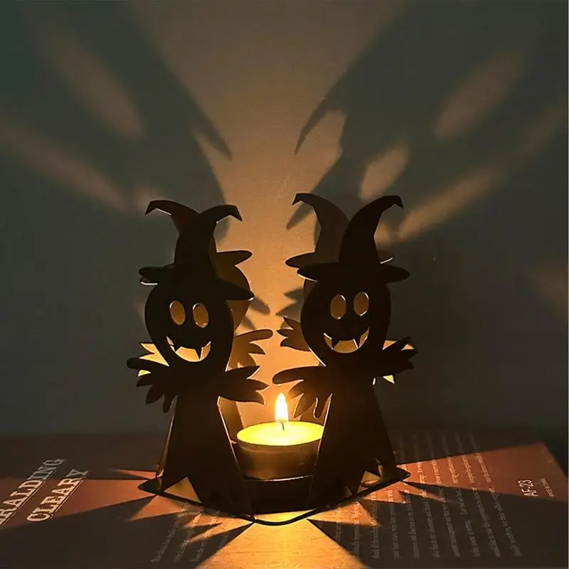 Metal Castle Hollow Silhouette Candle Holder Ornaments Lovely Halloween Atmosphere Decoration