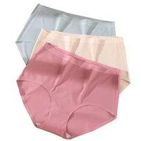 large size womens underwear ice silk seamless high waist belly cotton mulberry silk antibacterial crotch triangle shorts