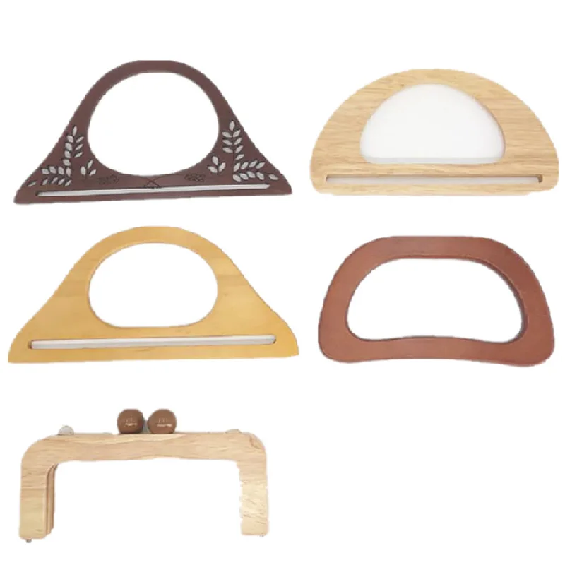 

1pc Wooden Bag Handle D Shape Square Bag Straps DIY Handbag Parts Classic Bag Tote Handle Replacement Bags Accessories