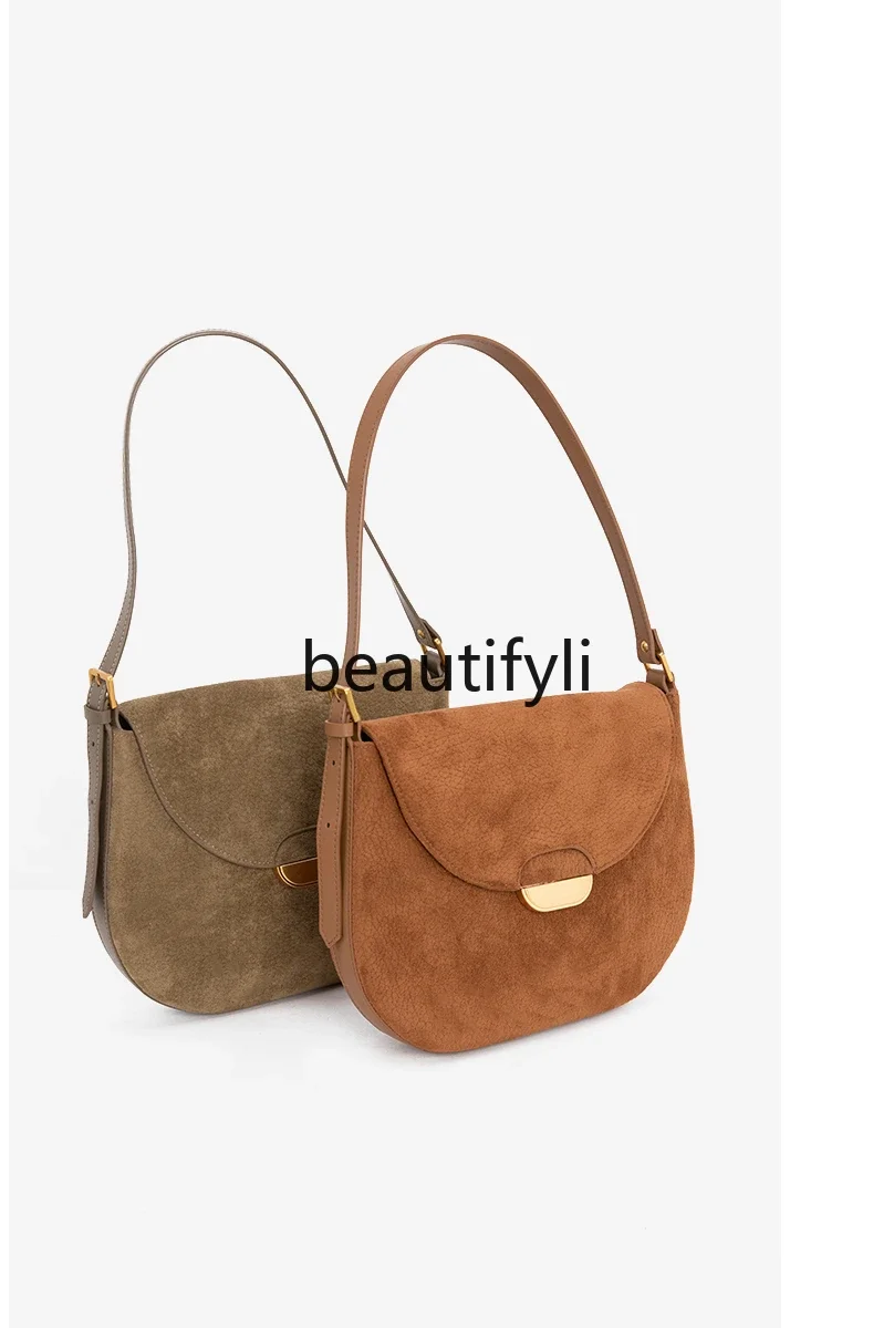 Сумка-седло женская через плечо из натуральной воловьей кожи