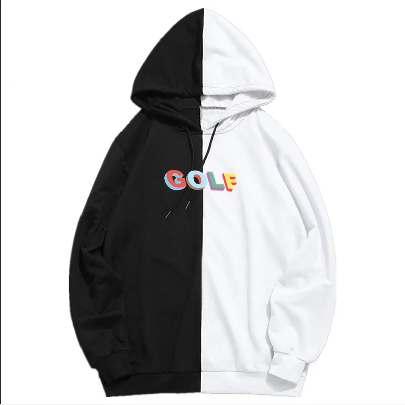 

Spring and Autumn Fashion Brand GOLF Letter Printing Hoodie Colored Two Tone Thin Men's and Women's Lazy Pullover Sweater