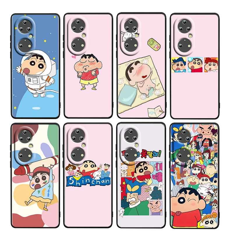 

Funny Crayon Shin Chan For Huawei P50 P20 P30 P40 5G P10 Pro Lite E Plus P9 Lite Mini 4G TPU Soft Black Phone Case Fundas Cover