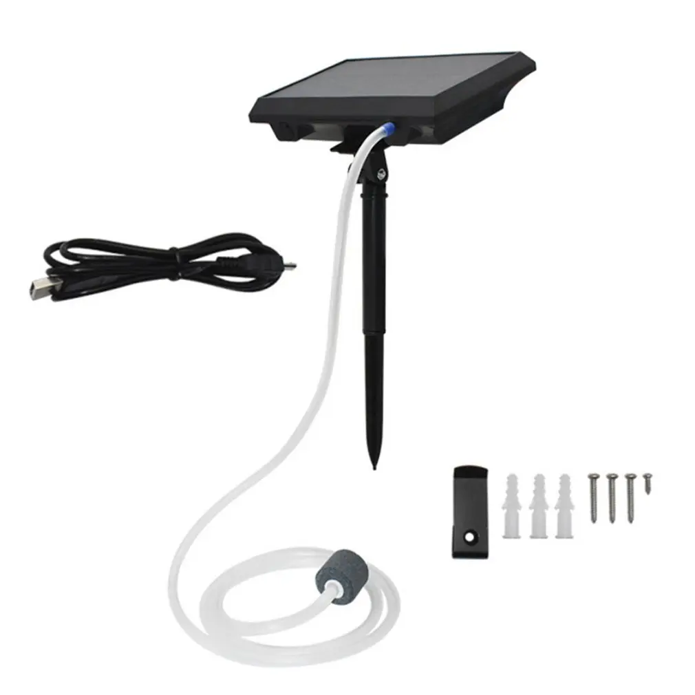 

Solar Air Pump With Aquarium Pipe And Air Bubble Stone Outdoor Aquarium Oxygen Pump Chargeable For Fishing Fish Transport Net