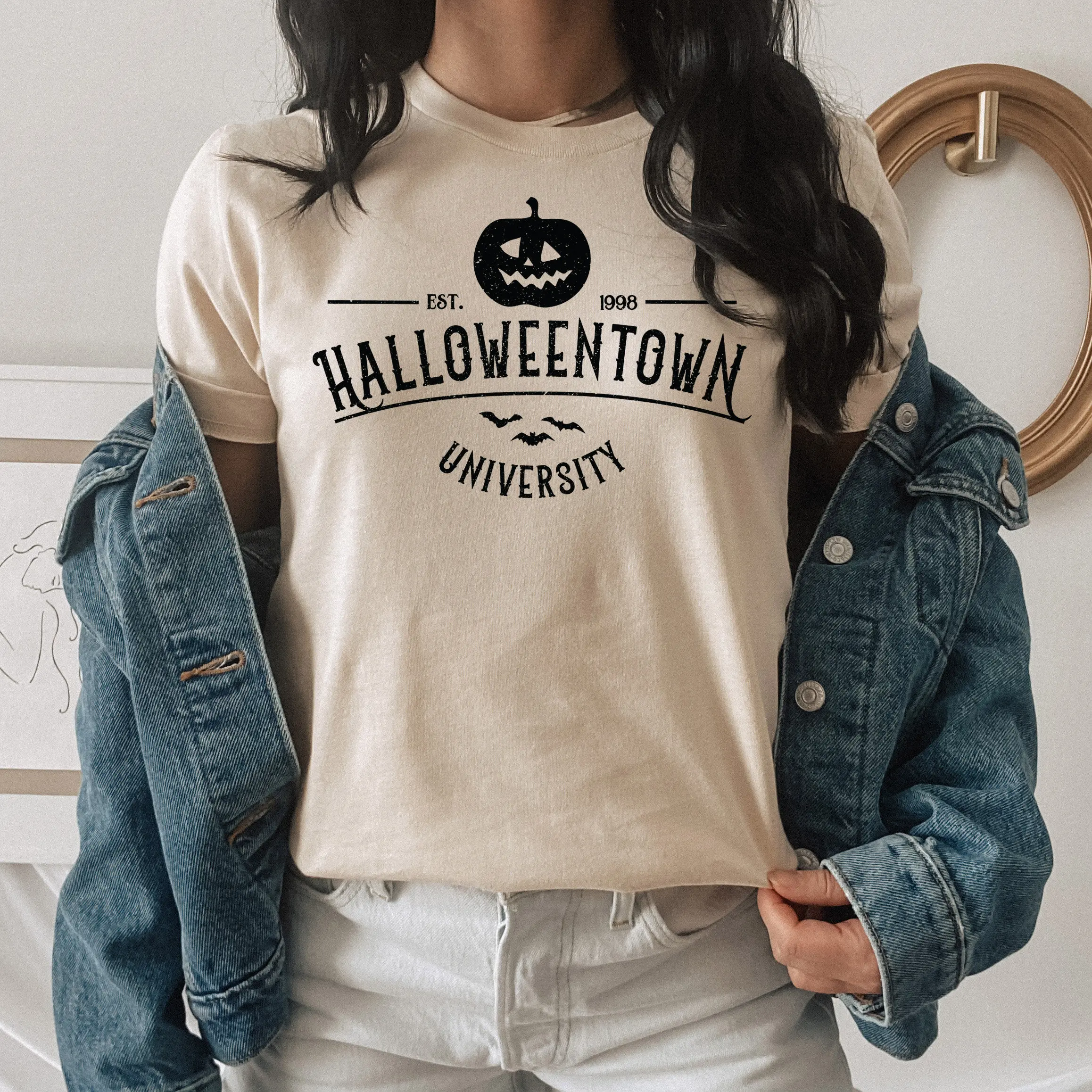 Хэллоуиентаун Университет Est 1998 футболка винтажная Ретро жуткая вибрика