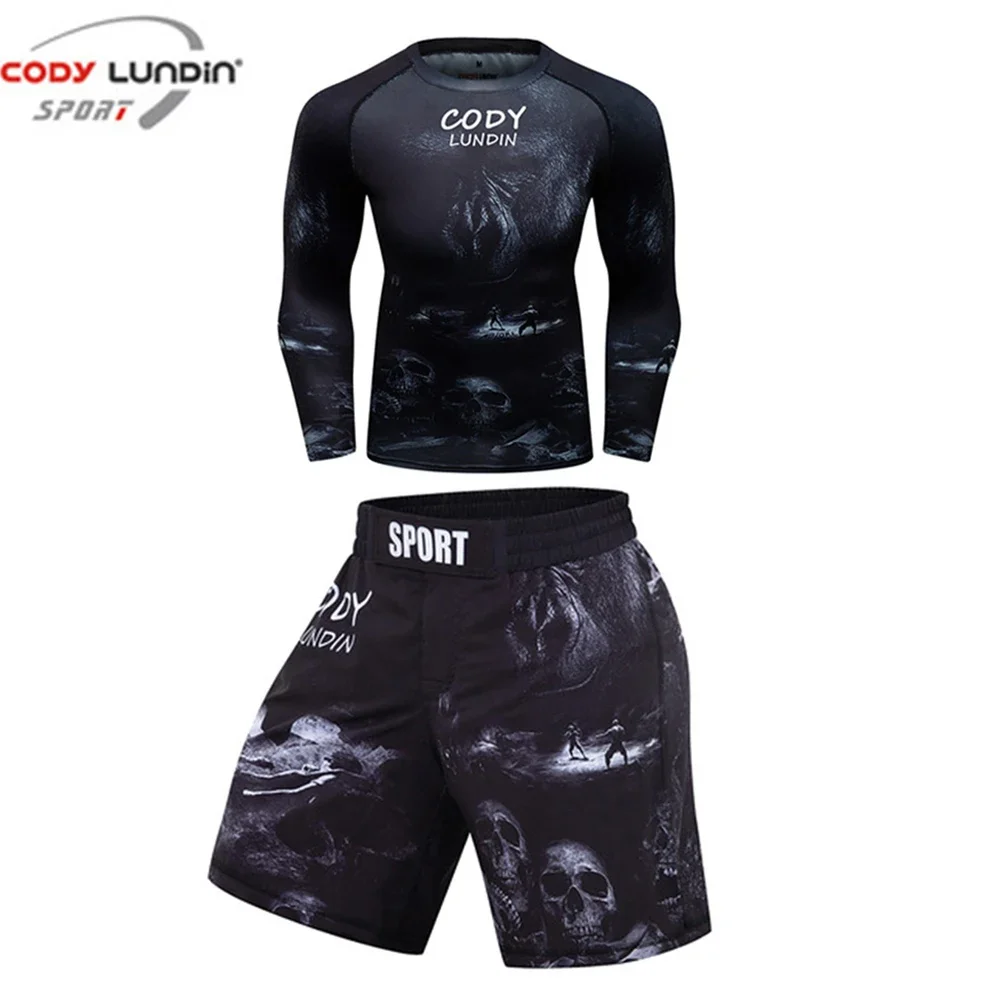 Мужская спортивная одежда для ММА компрессионный спортивный костюм рубашка бега