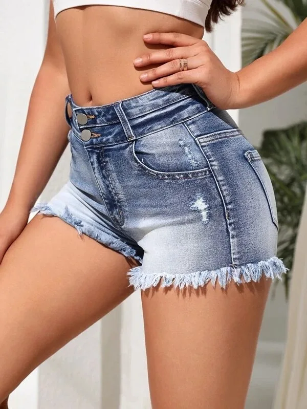 High-waisted Women's Denim Shorts 2023 New Fur-trimmed Leg Shorts Temperament Commuter Waist Jeans