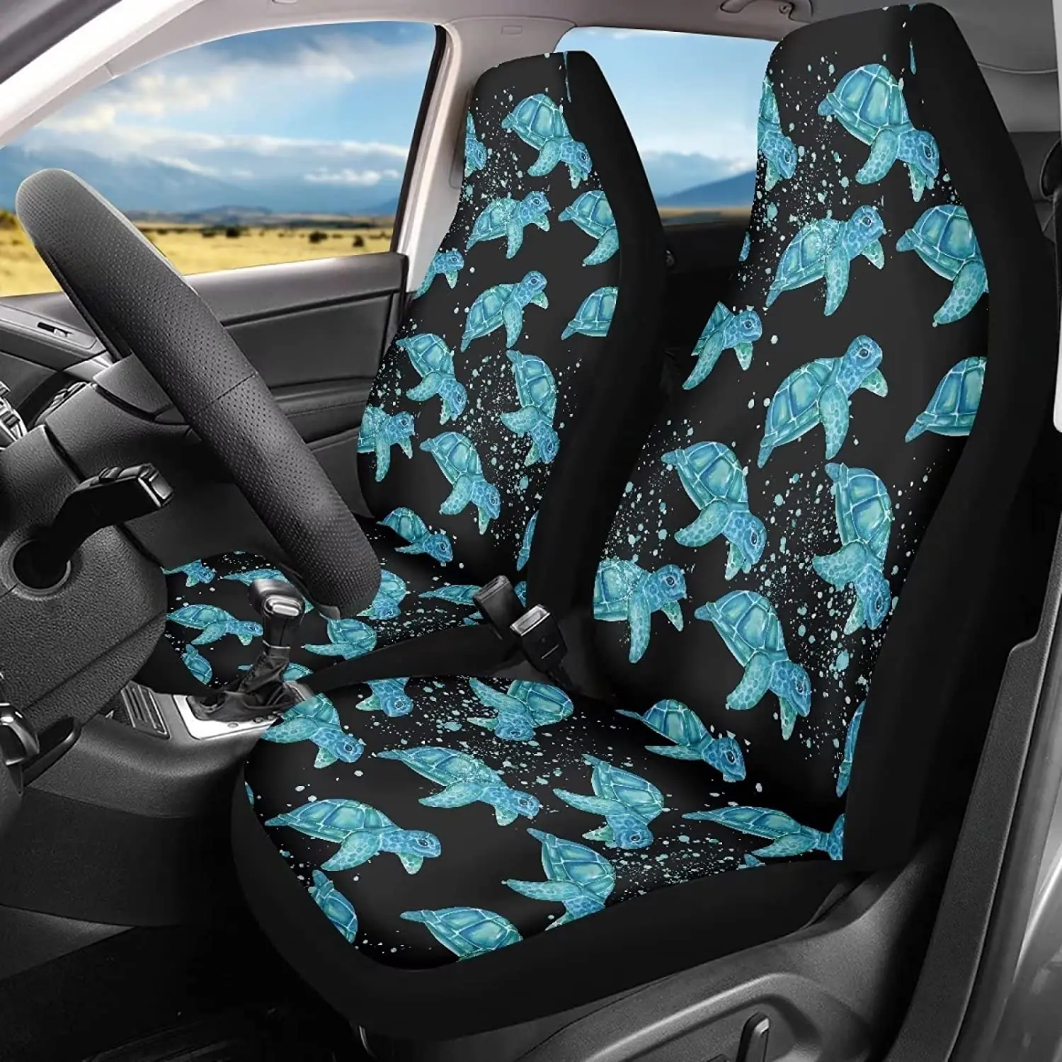 

Ocean Turtle Auto Accessories Protectors Car Seat Covers 2 Piece High Back Bucket Car Seat Covers for Front Seats Only Universal