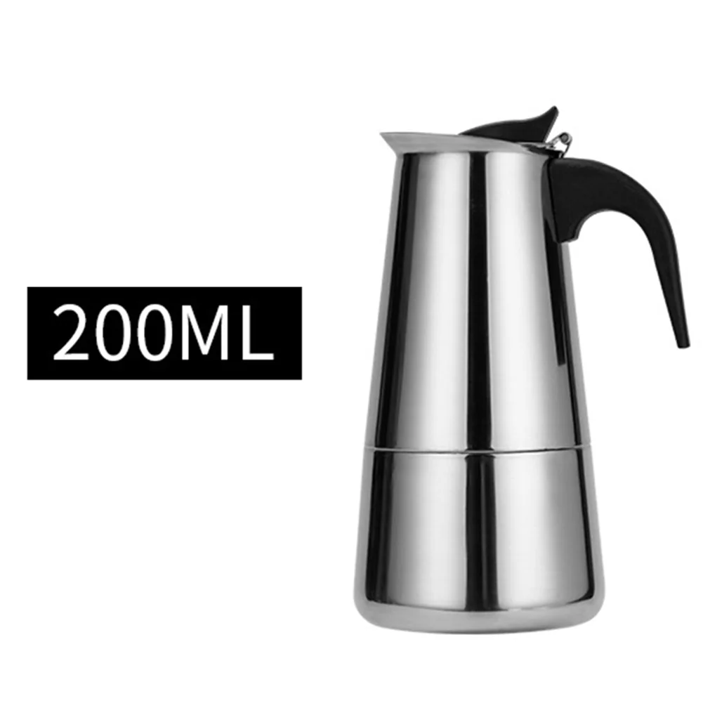 

Кофеварка с 2/4/6 чашками, Кофеварка Мока, Перколятор, чайник из нержавеющей стали для латте, эспрессо, для 200 мл, 300 мл, 450 мл, Аксессуары для инст...