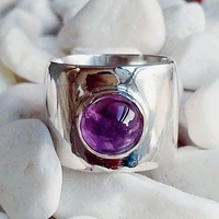 fashion silver color inlay purple crystal rings for men womens engagement wedding ring anniversary jewelry lovers gifts