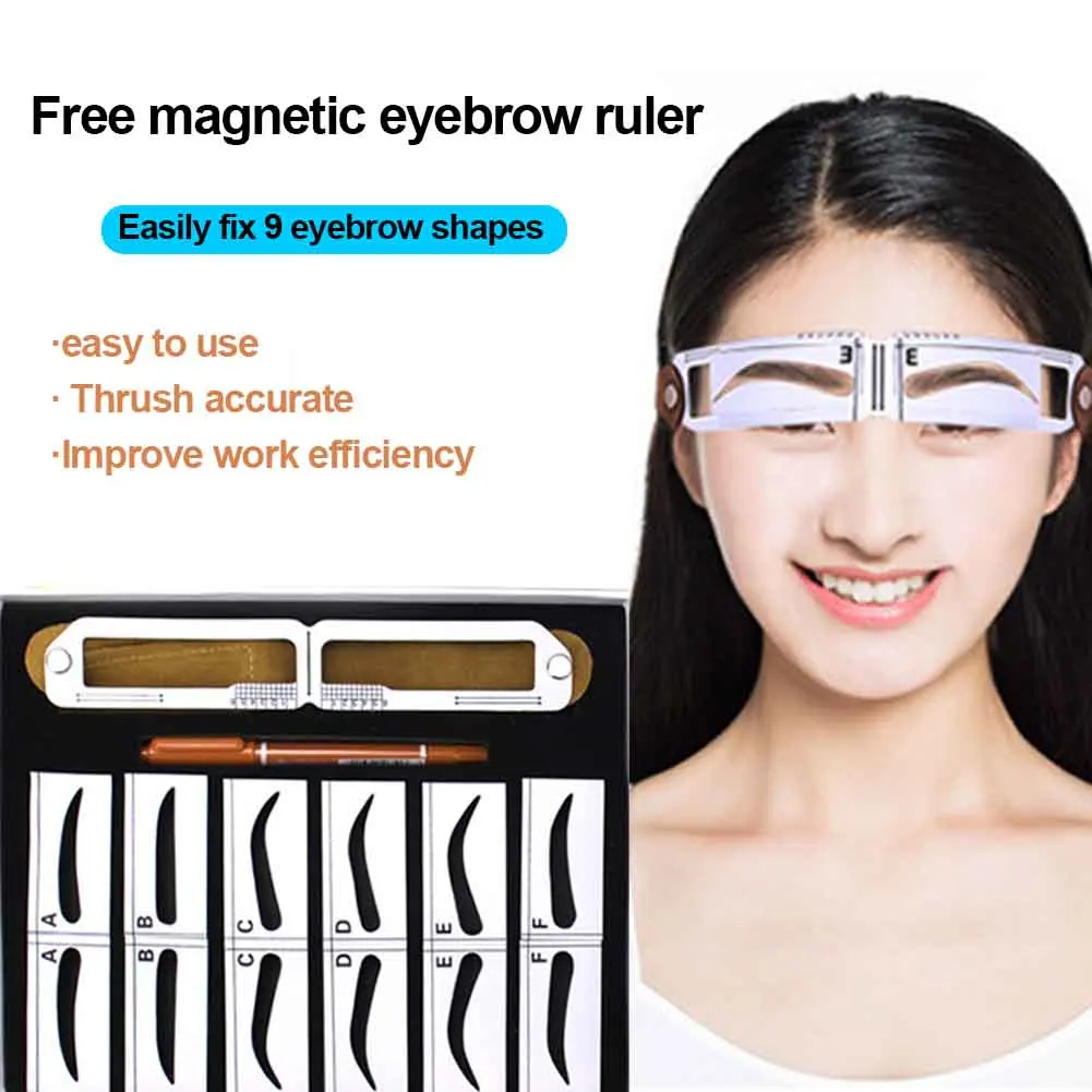 

Professional Eyebrow Stencil Set For Beginners Magnetic Ruler DIY Drawing Guide Reusable Semi Permanent Measuring Template Card