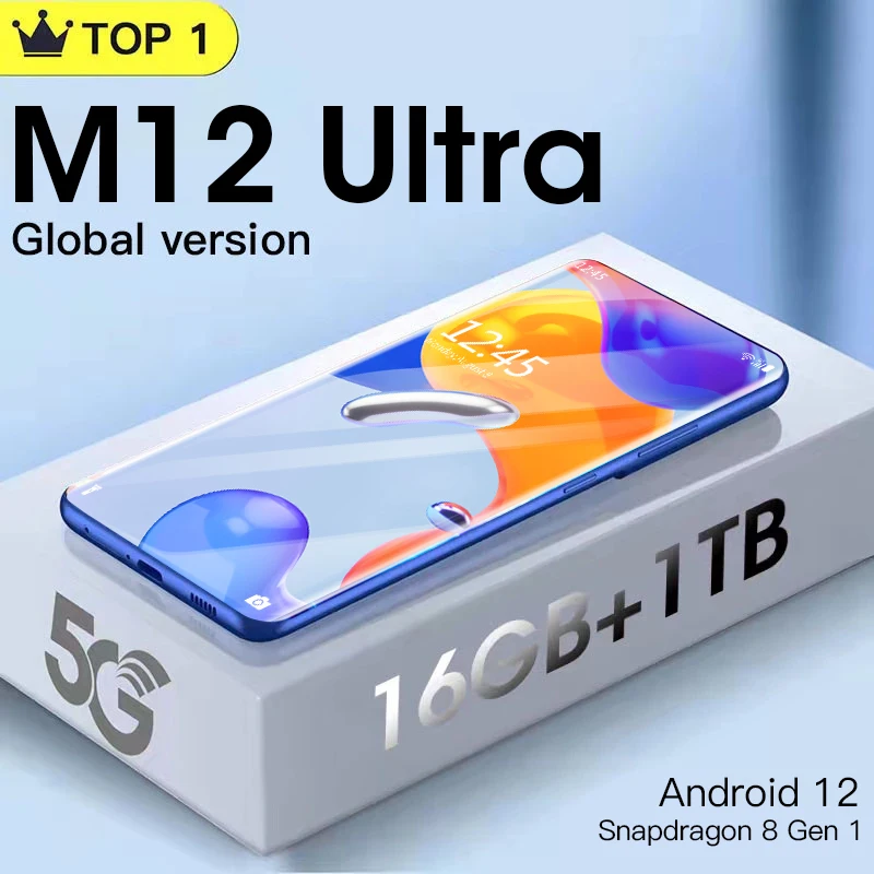 

2023 Original M12 Ultra Global Version 6.8 inch Smartphone 16+1TB Cellphones 48MP Mobile Phones 5G Network Unlocked Celular