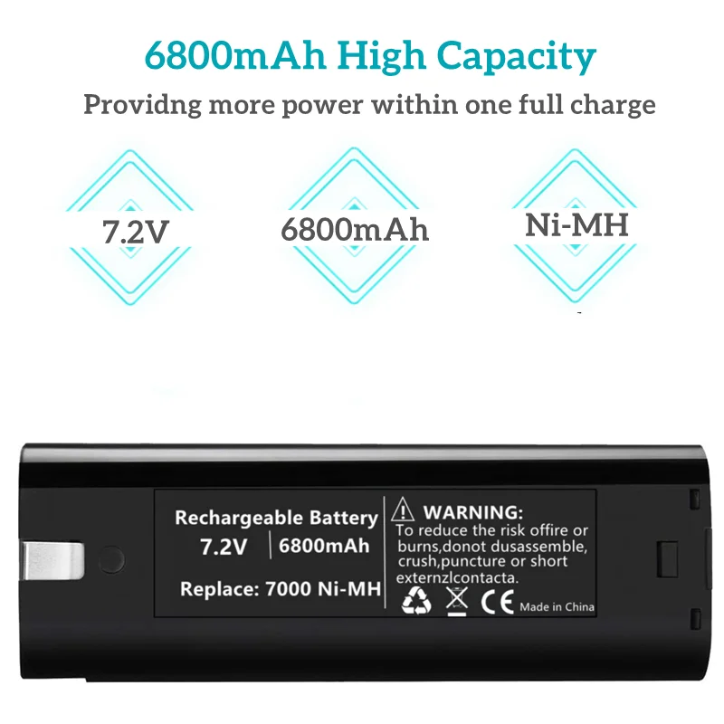 

1-2Pack 7,2 V 6,8 Ah Ni-Mh Batterie Kompatibel mit Makita 7000 7002 7033 191679-9 632002-4 632003-2 6010D 6172D Akku-werkzeug