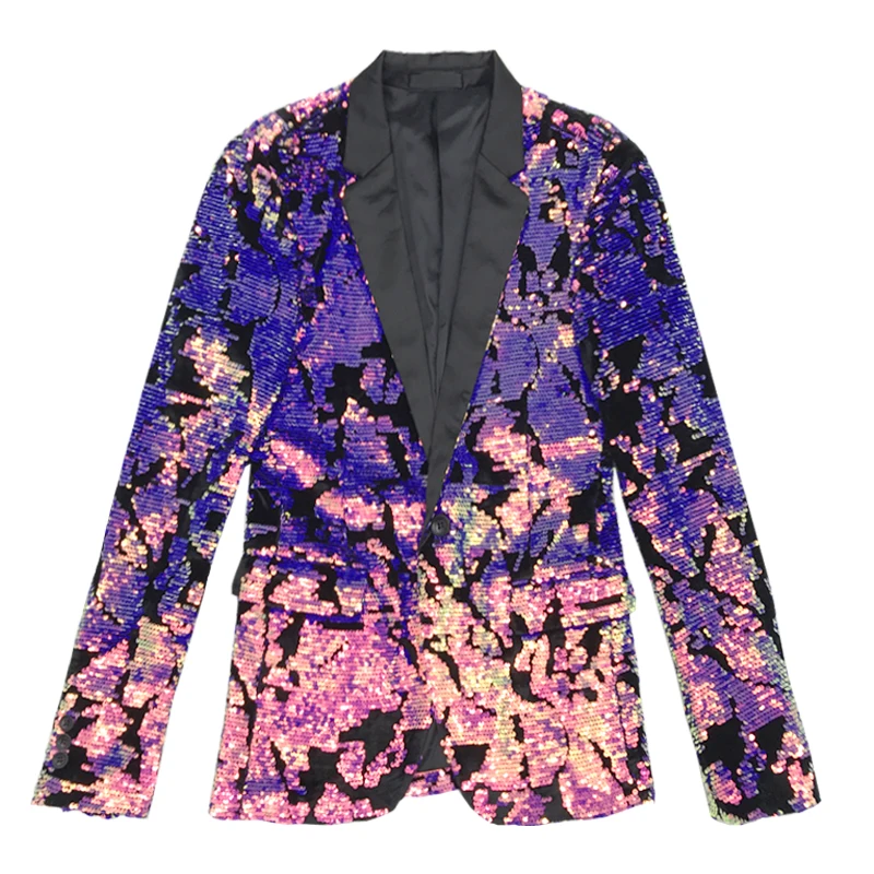 Новый мужской костюм с градиентом и блестками платье для выступлений клуб ночной