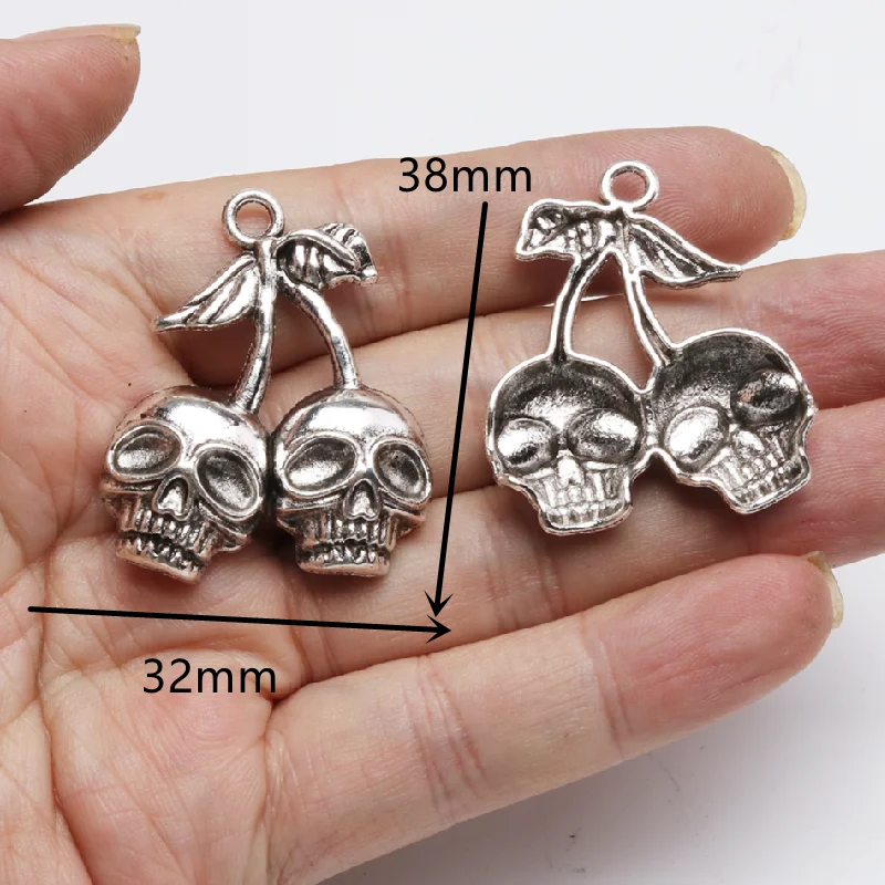 6pcs Silver Plated Hip Hop Style One-piece Skull Alloy Pendant For Earrings Necklace Accessories DIY Charm Jewelry Crafts Making - купить по