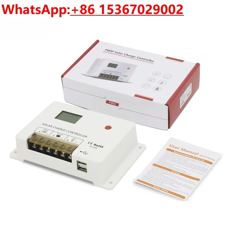 12 В/24 В 10A20A30A Контроллер заряда и разряда солнечной батареи двойной USB