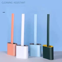 toilet brush silicone wc cleaner toilet brush no dead toilet cleaning brush flat head flexible soft bristles brush with holder