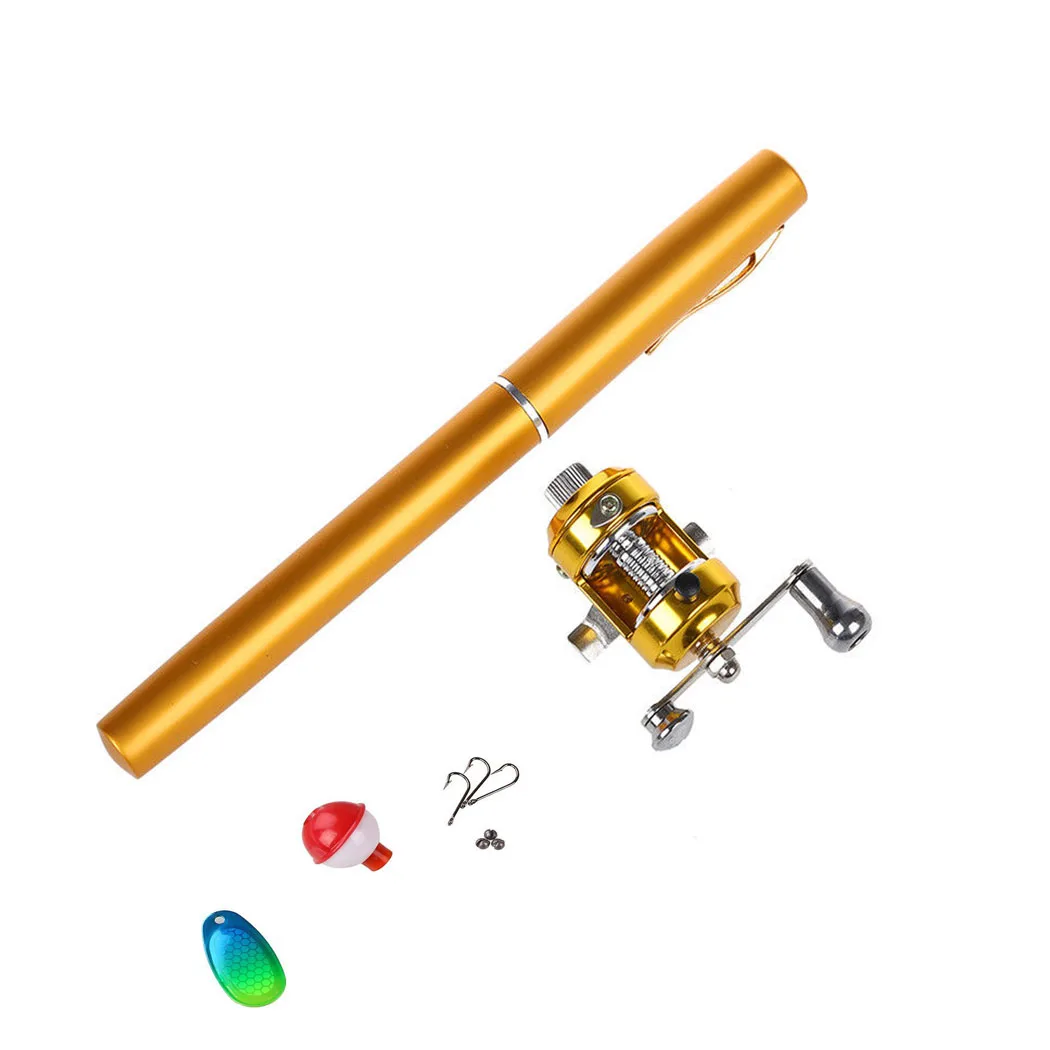 

Portable Pocket Aluminum Pen Shaped Telescoping Fishing Rod Metal Hard Metal Barrel Telescopic Rod for Sports Fishing