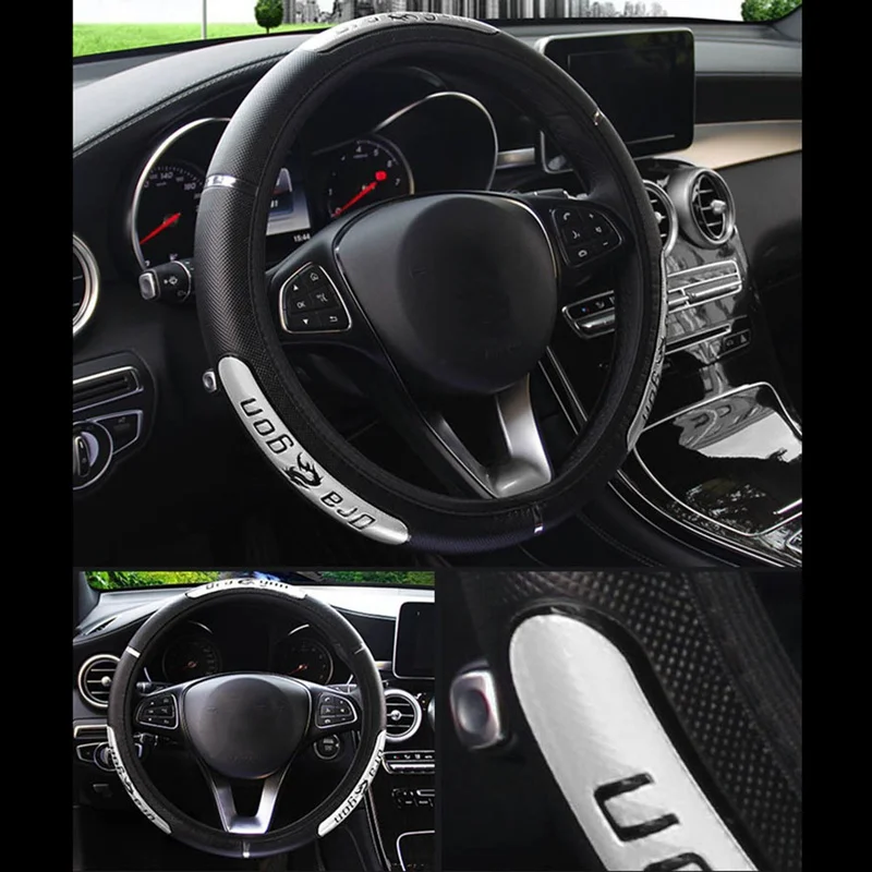 

Car Dragon Design Reflective Pu Leather Elastic Auto Steering-Wheel Protector Universal Steering Wheel Cover Car