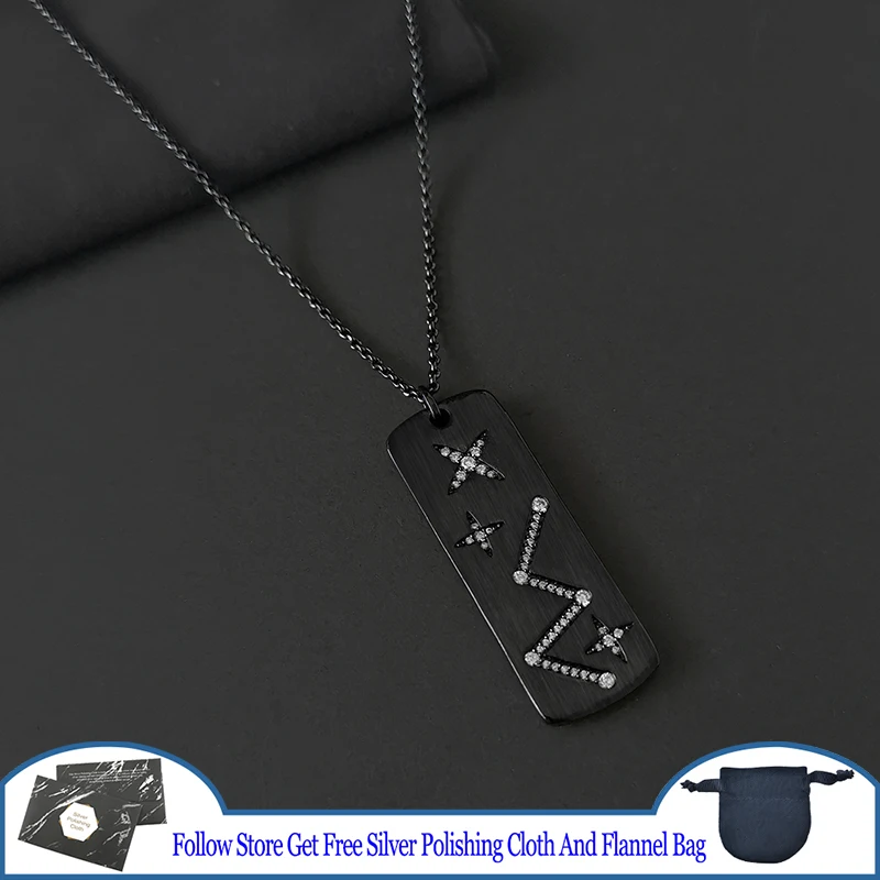 

Black Constellation Pendant Star Starry Sky 925 Sterling Silver Necklace Couple Sports Leisure Style Birthday Party Jewelry Gift