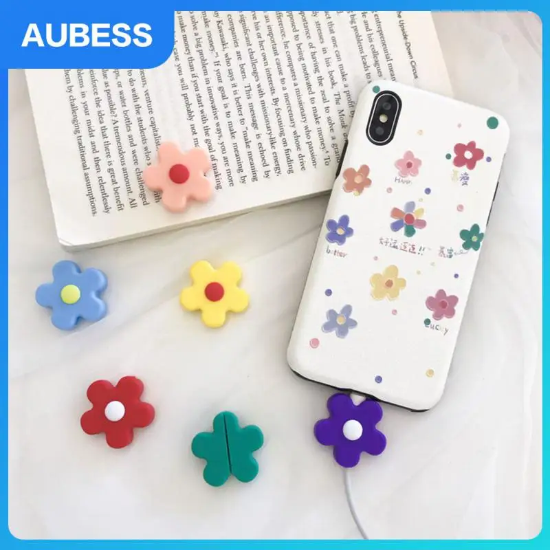 

Cartoon Data Cable Protective Sleeve Cute Mini Earphone Cord Protection Cover Anti-break Light Consumer Electronics Flower
