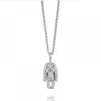 hoyon encrusted with diamonds style folding ears bunny pendant necklace for women cute rabbit s925 silver color jewelry free
