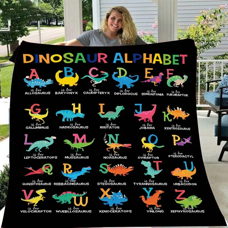 

Dinosaur Alphabet Baby Blanket gift, Minky Blanket, dino blanket, child throw blanket, newborn baby gift, baby boy, town