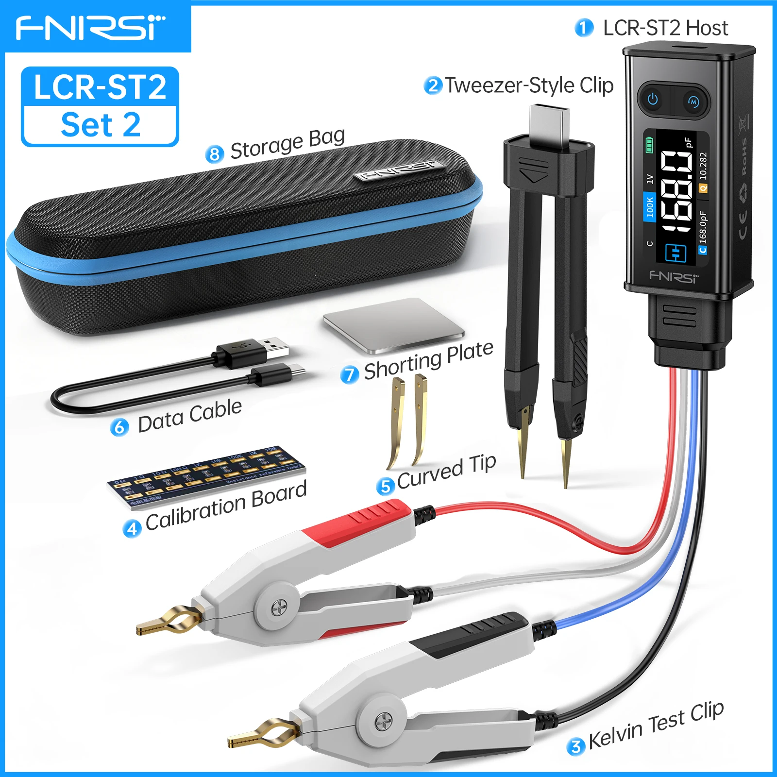 FNIRSI LCR-ST2 умный пинцет-измеритель LCR