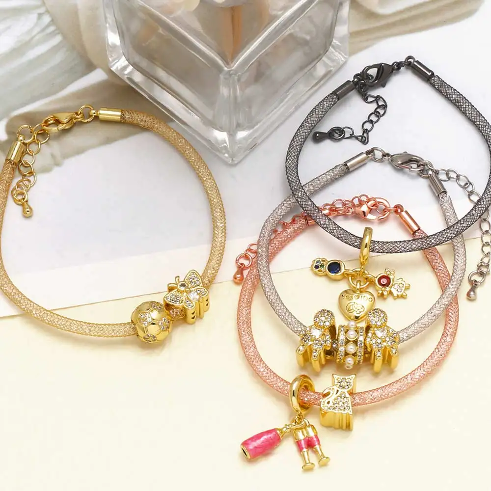 OCESRIO модный сетчатый браслет с кристаллами цепочка из медной шелковой трубки