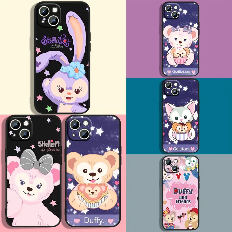 Duffy Bear Phone Case For Apple iPhone 11 12 13 14 Max Mini 8 X XR XS Pro Plus Black luxury Silicone Soft Cover Funda Capa Back