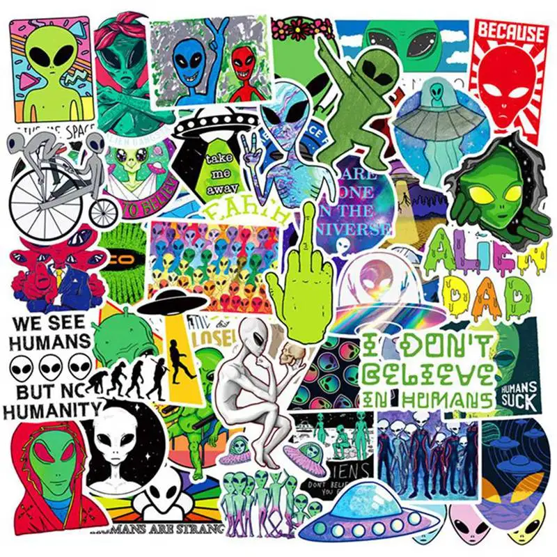 

50 Pcs/Set Outer Space Stickers Alien UFO Astronaut Rocket Ship Planet Sticker For Luggage Laptop Fridge Notebook Skateboard Toy