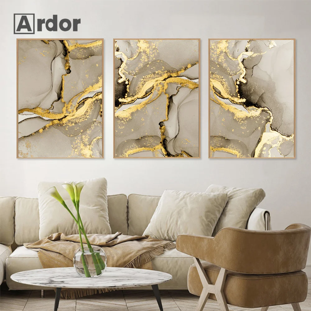 Скандинавский абстракт золотых мраморных линий текстурное настенное искусство