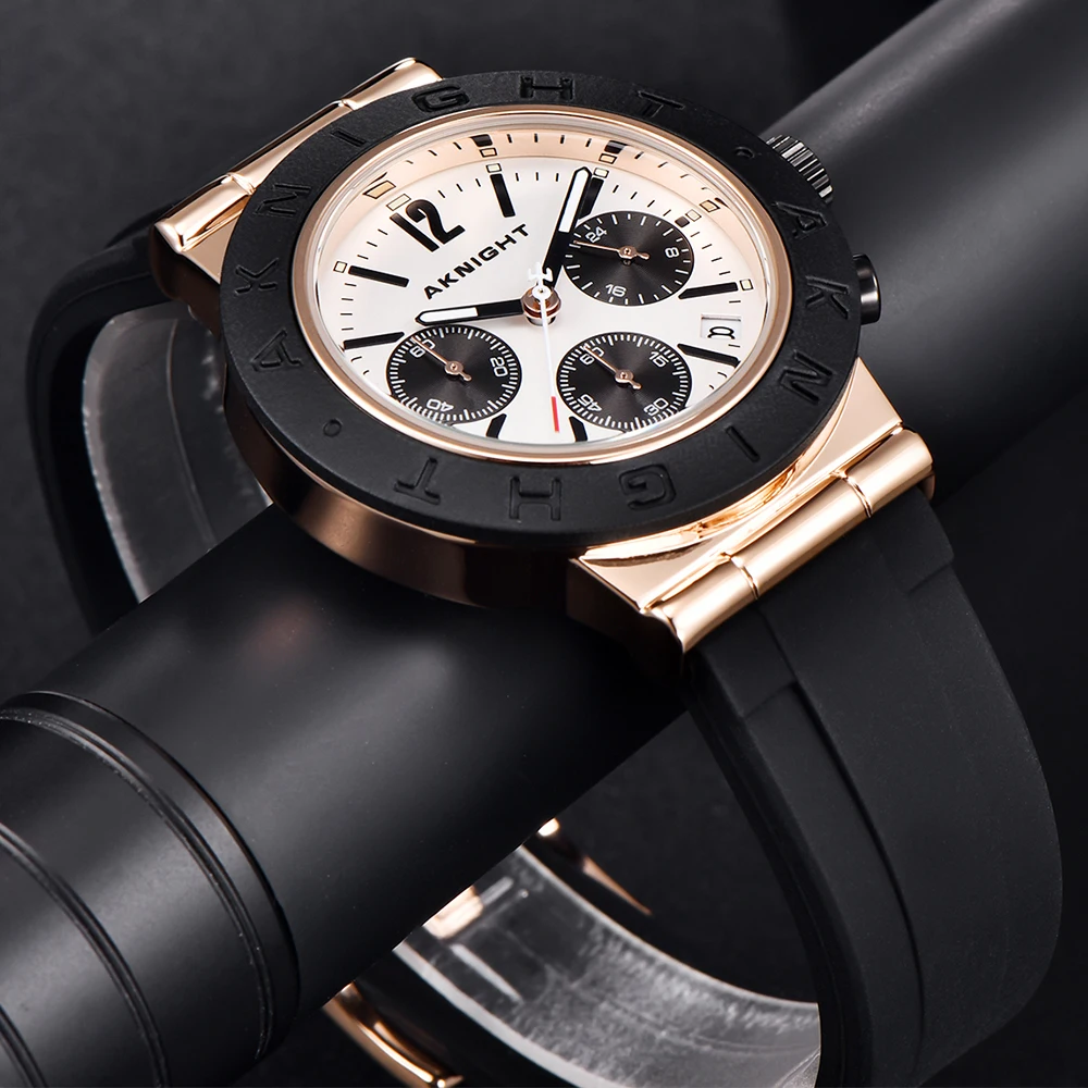 Часы наручные AKNIGHT мужские с силиконовым ремешком спортивные водонепроницаемые